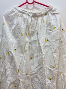 Cute Lemon Embroidery Maxi Skirt