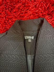 Textured Black Blazer with Gold Zippers