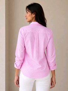 Pink &amp; White Striped Cotton Shirt 🌸