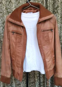 Brown Faux Leather Jacket
