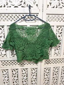 💝Green Crochet Crop Top G