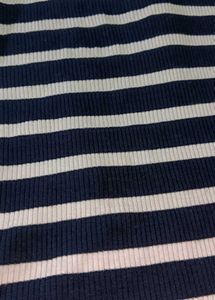 Classic Navy &amp; White Striped Ribbed Knit Top | Lon