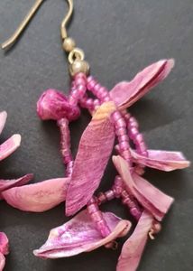 Rose Pink Unique Danglers Made From Shells &amp; Beads