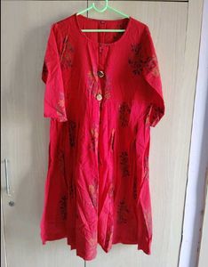 Red Floral Print Kurta Pant Set✨