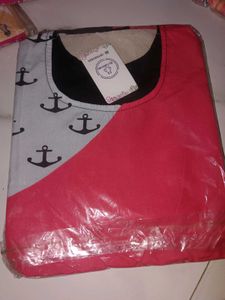 Anchor Print Kurta with Red Panel