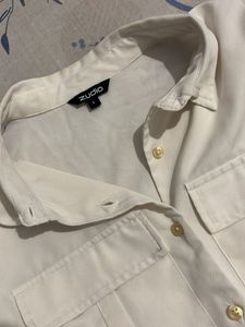 White Button-Up Tie-Front Blouse