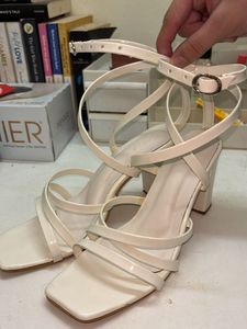 Stylish White Block Heel Sandals