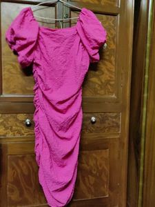 Ruched pink mini bodycon dress size S
