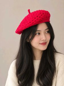Handmade Crochet Red Beret Hat