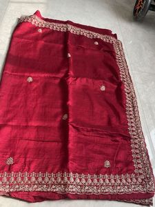 Maroon Silk Saree with peach blouse