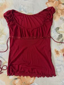 Cute Red Cap Sleeve Top