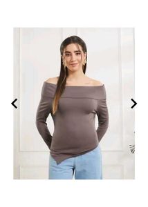 Branded Off-Shoulder Asymmetrical Top