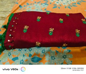 Beautiful Elegant maroon colour saree