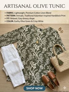 Artisanal Olive Cotton-Linen Tunic