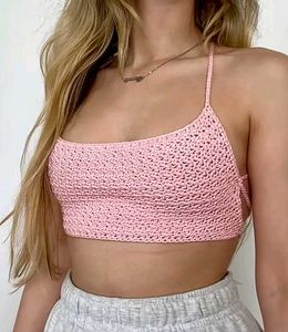 Pink Crochet beach Crop Top