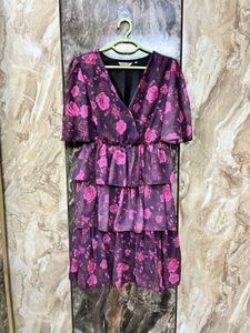Purple Floral Tiered Dress