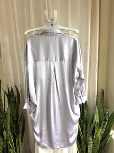 Elegant Lavender Satin high low Shirt