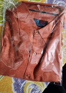 Men's Burnt Orange Linen Shirt