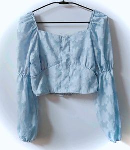 Sweetheart Neck Puff Sleeve Crop Top