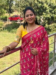 Beautiful Pink Ikat Saree
