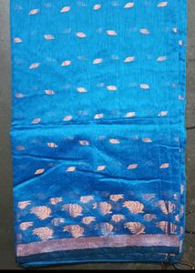 Elegant Blue Leaf Pattern Saree