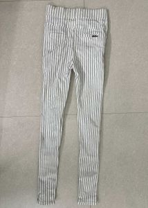 Stretchable Striped White Pants