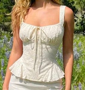 Cream Lace Peplum Top