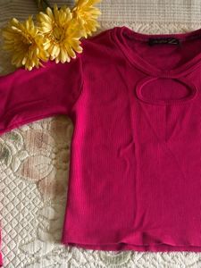 Ribbed Cutout Long Sleeve Top