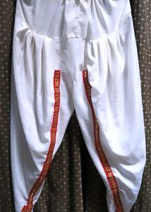 ✨ Trendy White Dhoti Salwar with Red-Golden Lace |