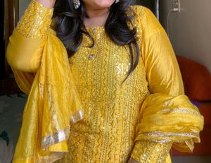 Yellow Sequin Sarara  Set