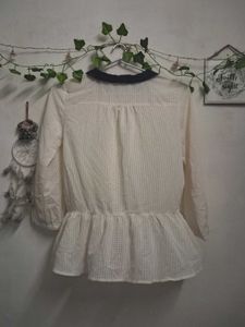White Gingham Peter Pan Collar Top