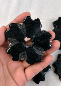 Set of 6 Black Flower charcoal soap