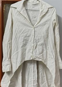 Chic Asymmetrical White Button-Up Shirt