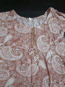 Brown Paisley Print Kurta