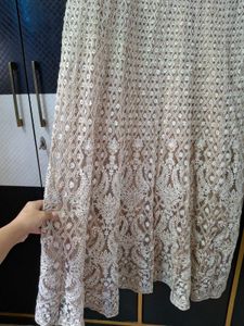Elegant Beige Embroidered Anarkali gown