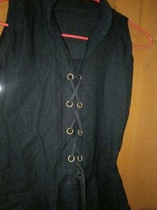 Sleeveless Black Dress with Lace-Up Front