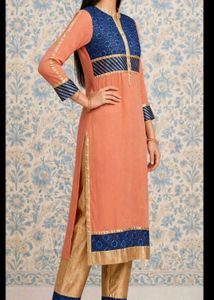 Elegant Peach &amp; Blue Kurti
