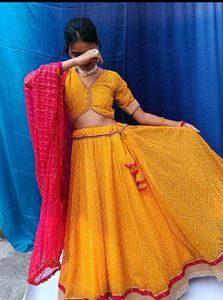 Yellow Bandhani Lehenga Set🧡🔥