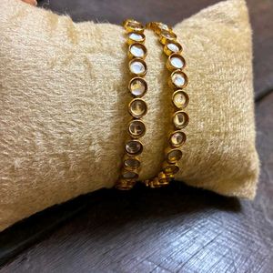 Elegant Gold Stone Bangles