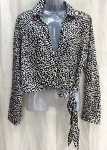 34209. Chic Animal Print Wrap Top