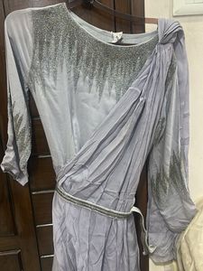 Elegant Grey Embellished Gown