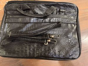 Premium Black Croc-Embossed Laptop Bag