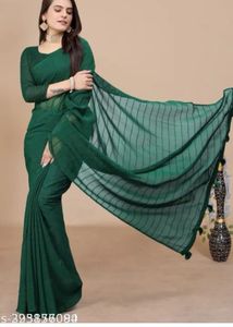Elegant Emerald Green saree with Tassels and blous