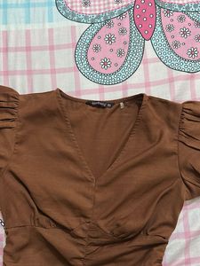 Brown Ruched Bodycon Dress