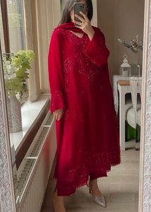 Elegant Red Sequined Kurta Set