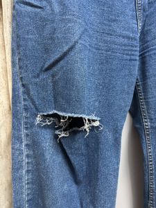 Ripped Wide Leg Denim Jeans