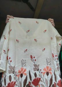 Cream Floral Print Kurta set