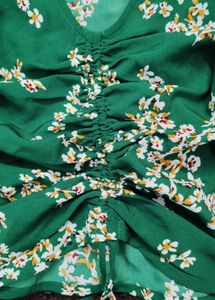 Green Floral Print Top