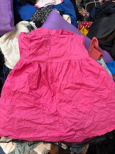 LUXURY Pink Strapless Tulle Hem Dress