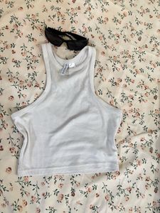White Ribbed vest Top
